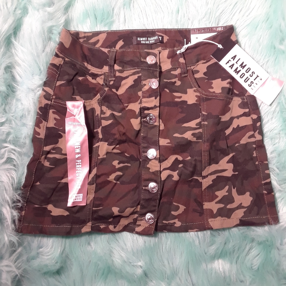 NWT Almost Famous Camo Button Up Skirt